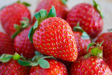 Fresh strawberries on wooden table