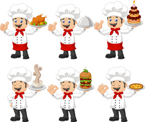 Cartoon chef collection set isolated on white background