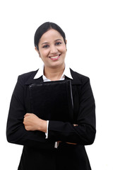 Young businesswoman holding file