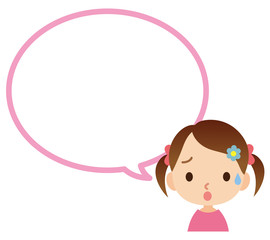 困っている子供　吹き出し　コピースペース