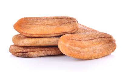 dried banana on white background