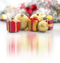 christmas ball and christmas gift background