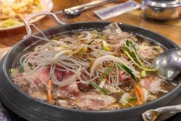 Shabu Sukiyaki are being cooked in pot