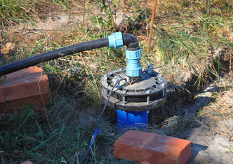 New Installed Water Bore. Pumping air from compressor into from new constructed water bore or well...