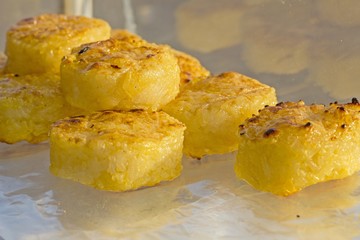 rice balls - Rice with egg grilled - roasted rice dip egg in street food