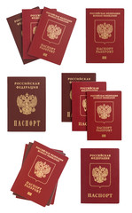 Russian passport collage isolated