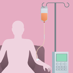 person silhouette who receives a intravenous drip, medical machine, image illustration