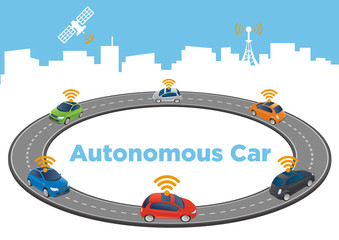 Autonomous Car Image Illustration, vector