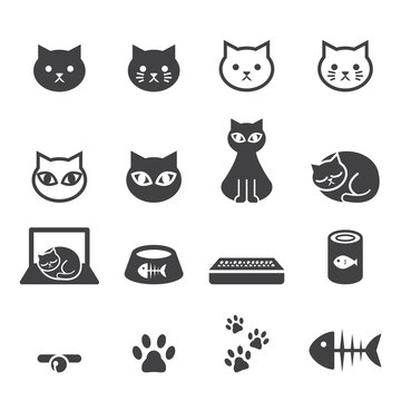 Kawaii Cat Flat Icon Vector, Cat Icons Graphic by T-Shirt Pond · Creative  Fabrica