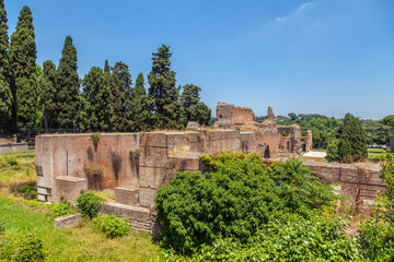 Fototapeta na wymiar The ruins of the Baths of Caracalla. (Thermae Antoninianae)