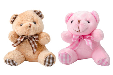 Toy teddy bear and pink bear.