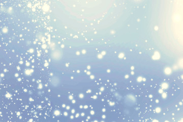 Abstract glittering stars on bokeh background.   Festive blue an