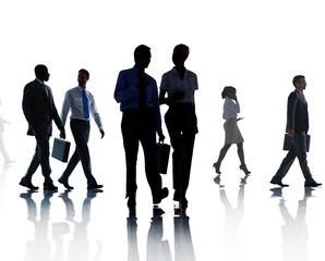 Corporate Business People Walking Rush Hour Concept
