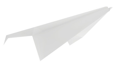 Fototapeta na wymiar Paper plane. Isolated on white background. Clean 3d render