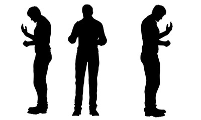 overweight fat men silhouettes