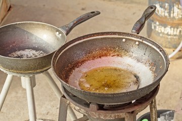 Empty Pans on the stove - 
