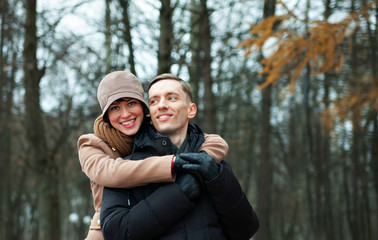  couple in   autumn park.