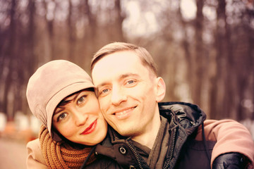 couple in   autumn park.