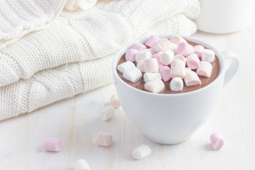 Obraz na płótnie Canvas cup of hot chocolate with marshmallow