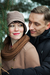 Fototapeta premium man and woman in cool autumn day.