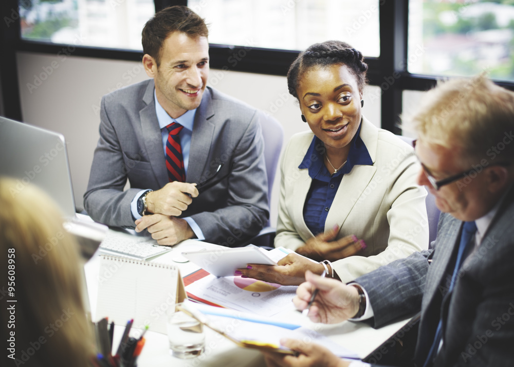 Wall mural business people brainstorming teamwork workplace concept