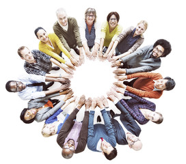 Multi-ethnic Diverse Group of People In Circle Concept