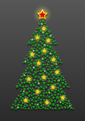 Stars | Abstract Christmas tree with shining stars on gray