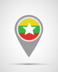 Myanmar flag location
