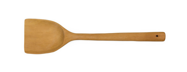 wooden spatula on white background