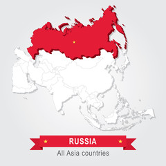 Russia. All the countries of Asia.