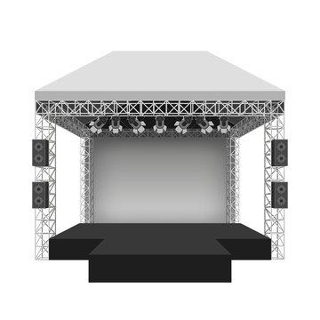 Podium concert stage. Vector illustration