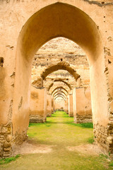   granary in the green grass and archway  wall