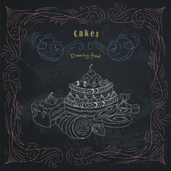 Supermarket shopping poster with organic food. Grocery store. 