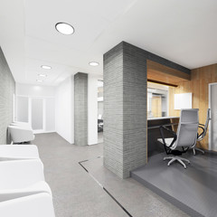 Plakat office lobby with a reception desk