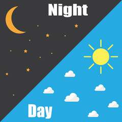 Day night concept, sun and moon, day night icon