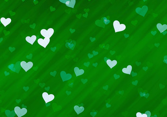 many hearts on green backgrounds of Love symbol