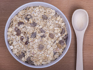 Granola or muesli, with lots of dry fruits, nuts, berries and grains