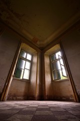 old abandoned room with windows