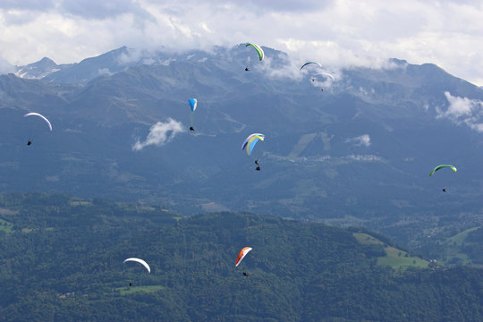 Paragliders in the Alps