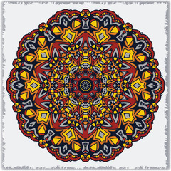 Mandala, round ethnic ornament. Vintage lace pattern. Vector circle background.