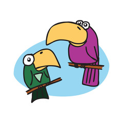 Cute caroon parrots illustration