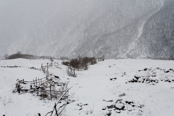 Russia, the Caucasus, winter Digor Gorge