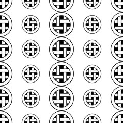 Seamless black and white decorative vector background with abstract figures