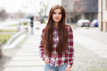 Fototapeta premium Natural face portrait of a beautiful young woman