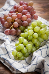 Delicious grapes on a kitchen table