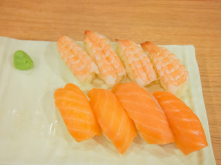 Fish and prawn sushi