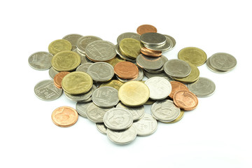 coin on white background, thai bath