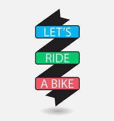 Illustration with graphic messag on ribbon. 