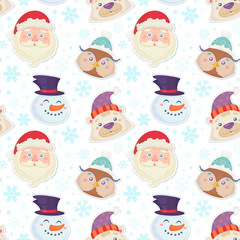 Cute Christmas seamless pattern with characters © Yuzach