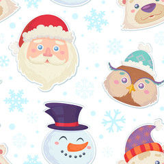Cute Christmas seamless pattern with characters